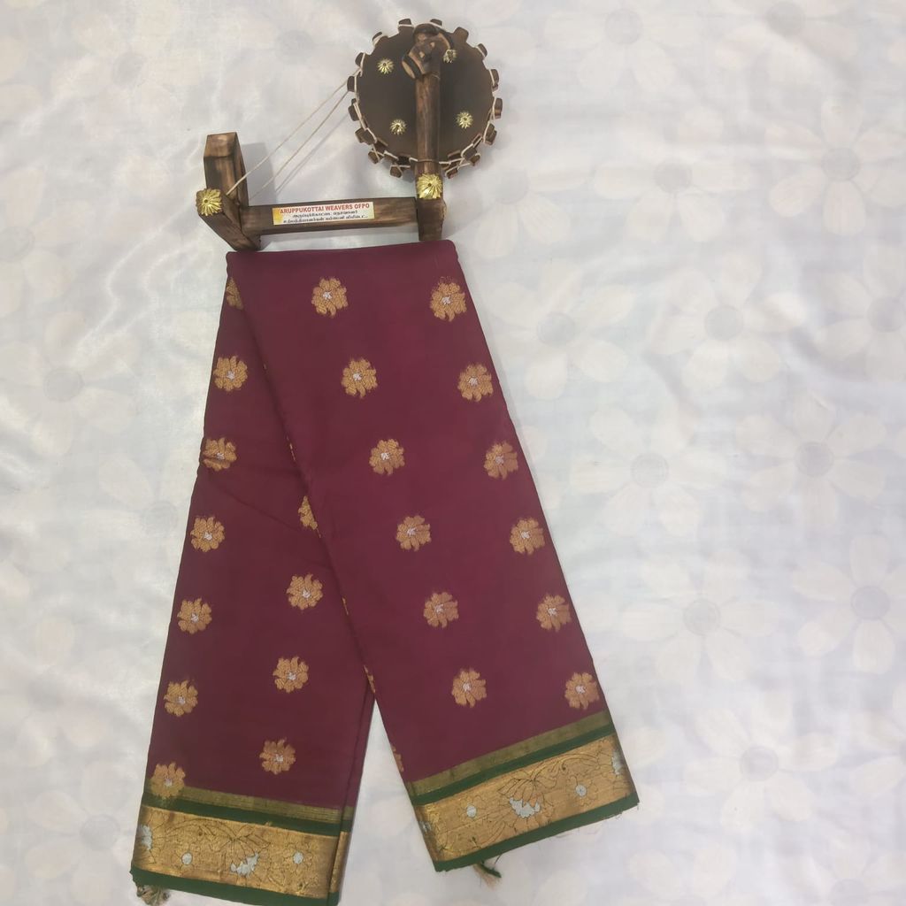 1000 Putta Original Cotton Saree with Blouse - Mulberry