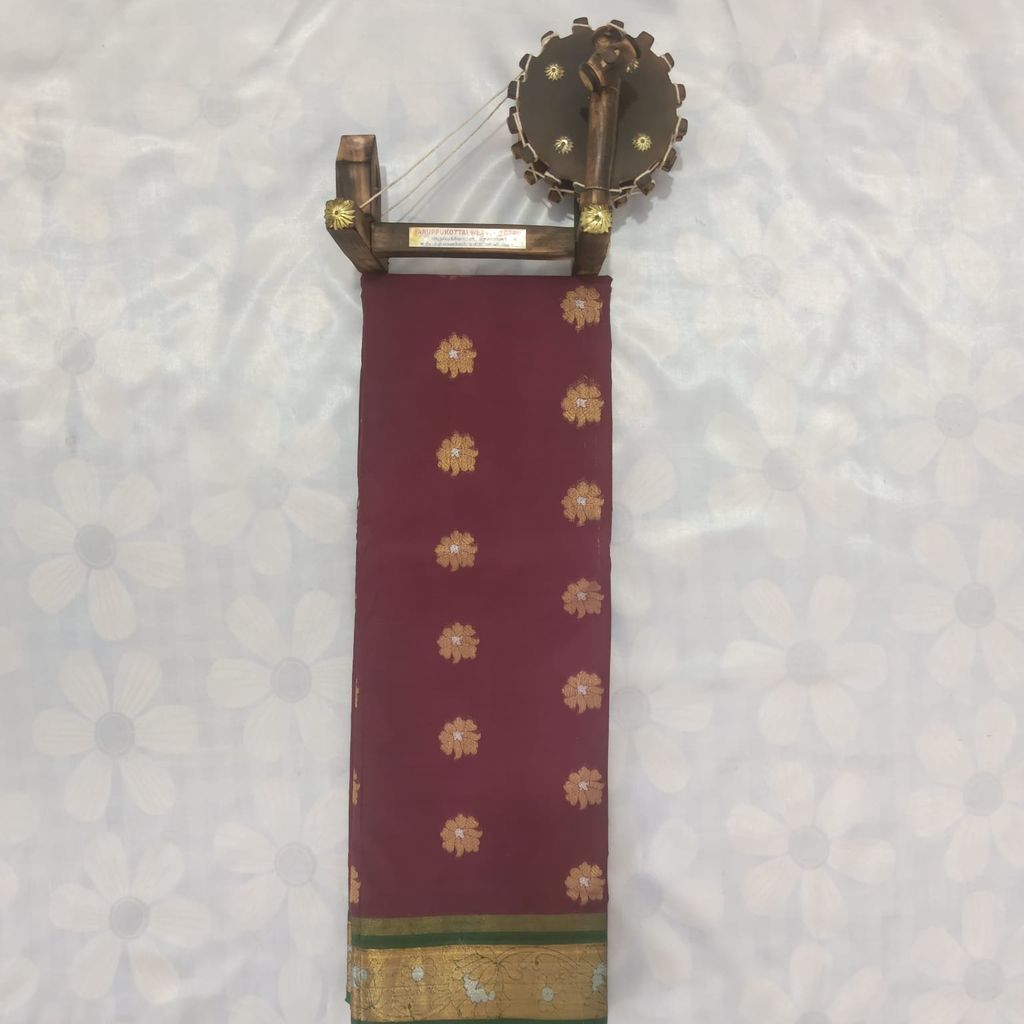 1000 Putta Original Cotton Saree with Blouse - Mulberry