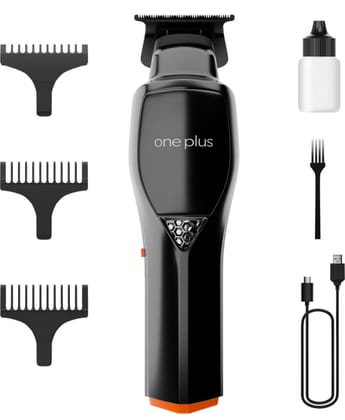One Plus OP 991 Cordless Professional Hair Clipper Dual LED Titanium Coated Blade Trimmer 150 min Runtime 4 Length Settings  (Black)