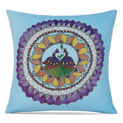 Handcrafted Peacock Mandala Cushion Cover