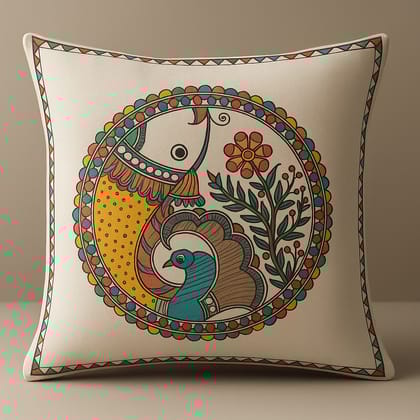 Handcrafted Madhubani Art Cushion Cover