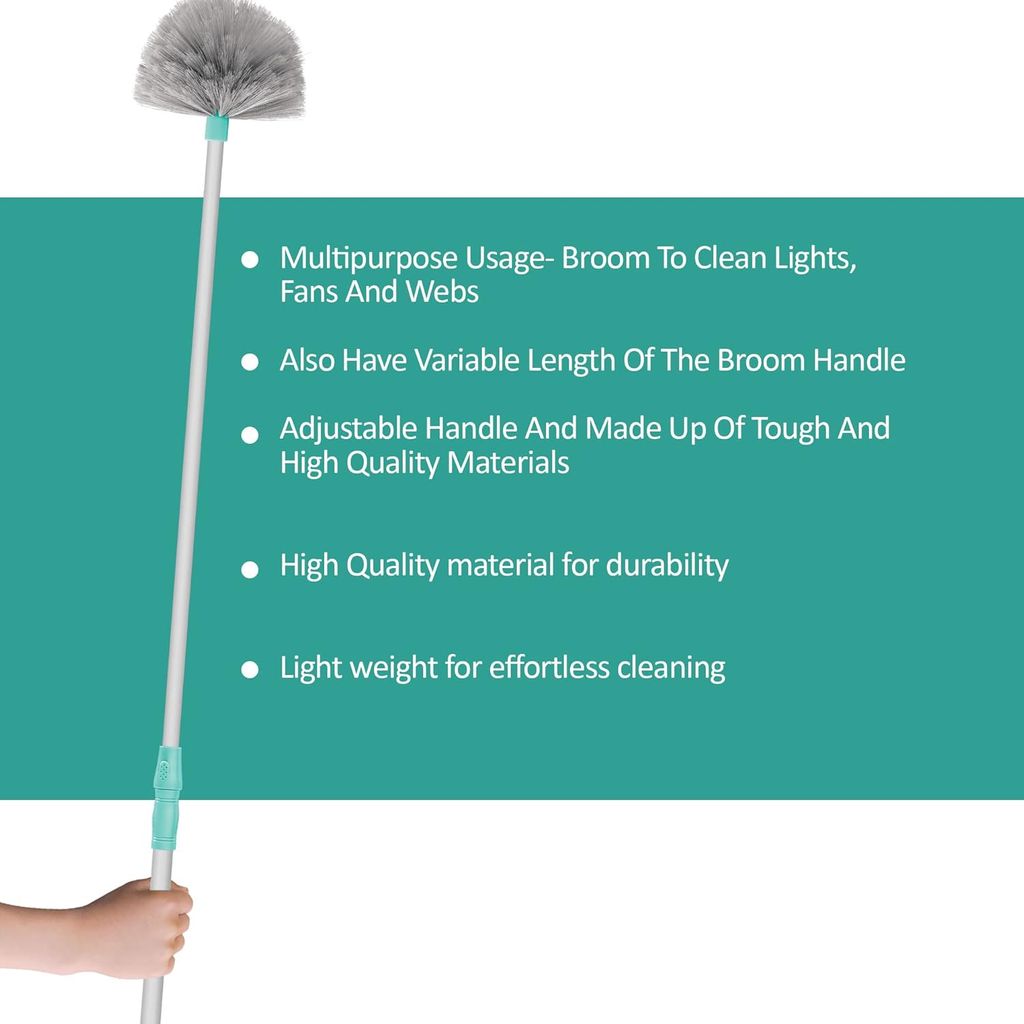 Spotzero by Milton Plastic Web Blaster Jala Cleaning Broom/Brush with Long Extendable Handle and Flexible bristles (Aqua Green)
