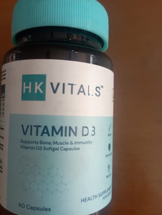HK vitals vitamin D3 supports bone muscle & immunity vitamin D3 softgel capsules 60n
