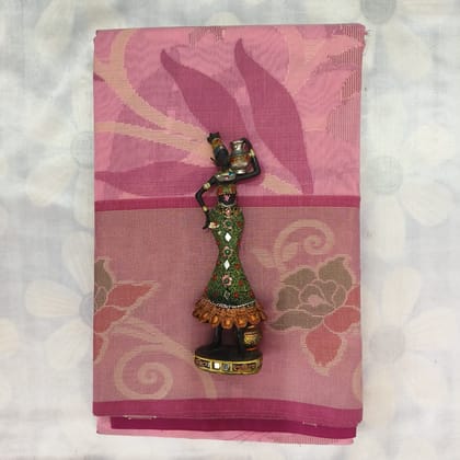 Poochampally Cotton Saree With Blouse - Pink
