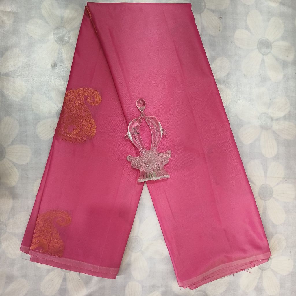 Soft Silk Saree with Blouse - Hot Pink