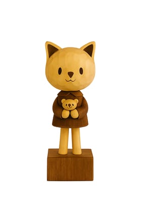 Handcrafted Wooden Cat Figurine