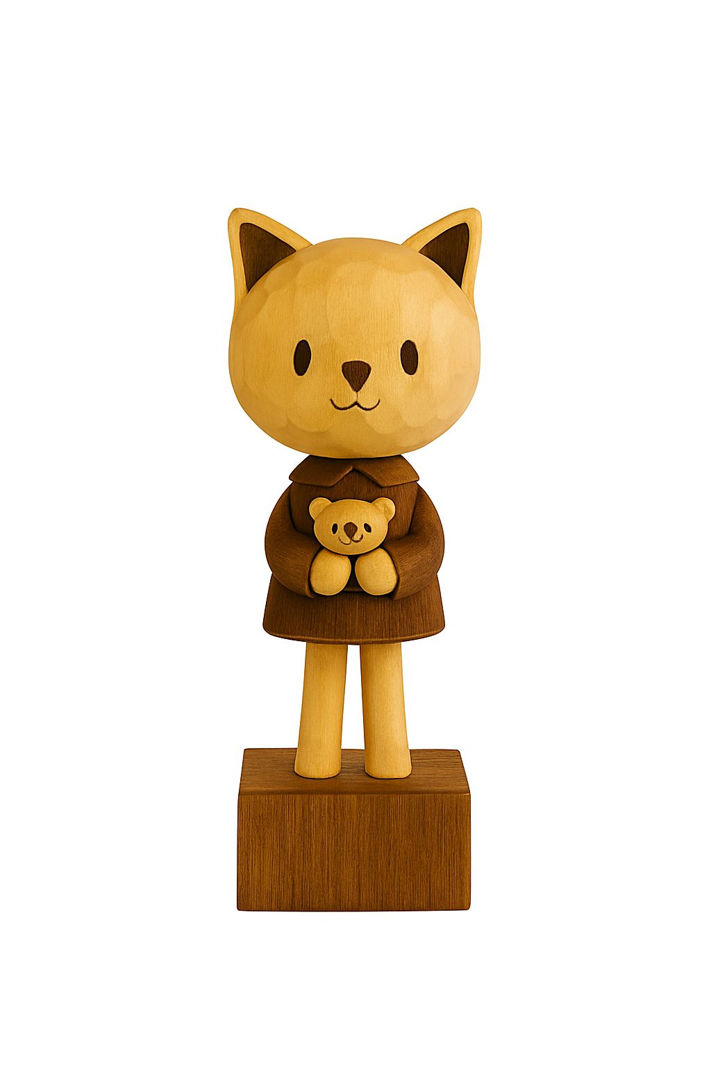 Handcrafted Wooden Cat Figurine