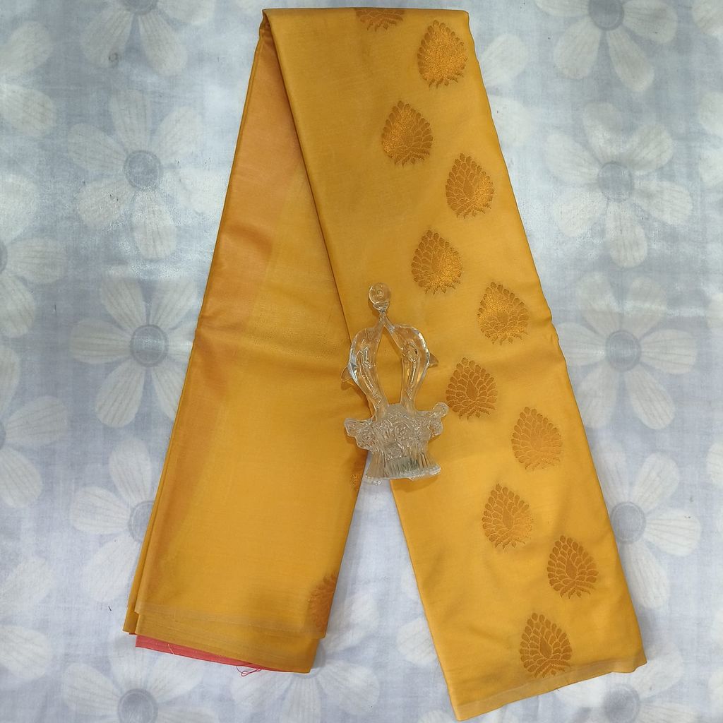 Soft Silk Saree with Blouse - Yellow