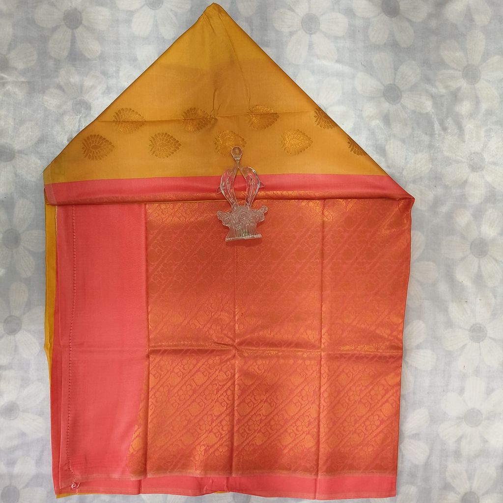 Soft Silk Saree with Blouse - Yellow