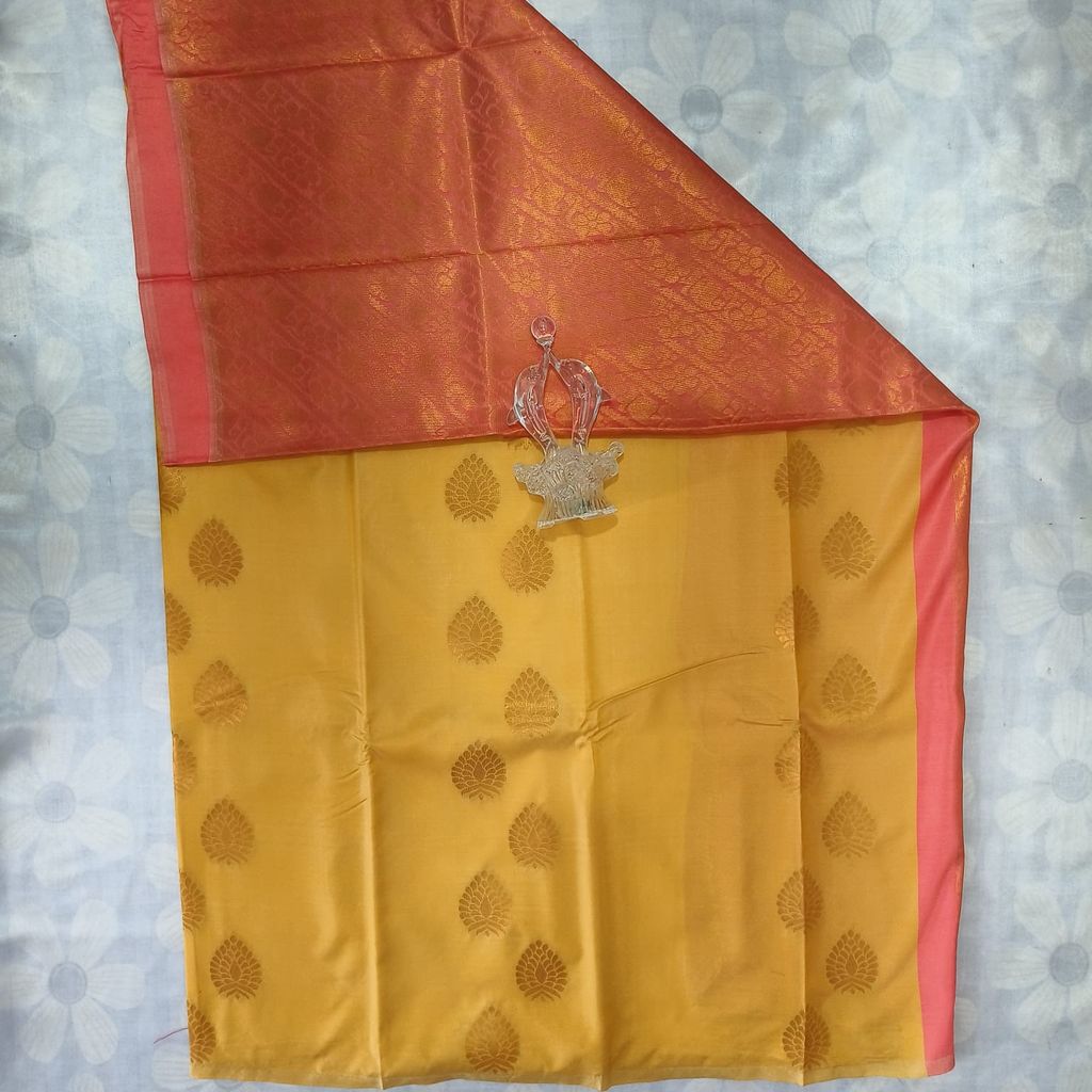 Soft Silk Saree with Blouse - Yellow