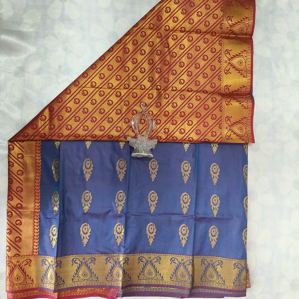 Soft Silk Saree with Blouse - Blue