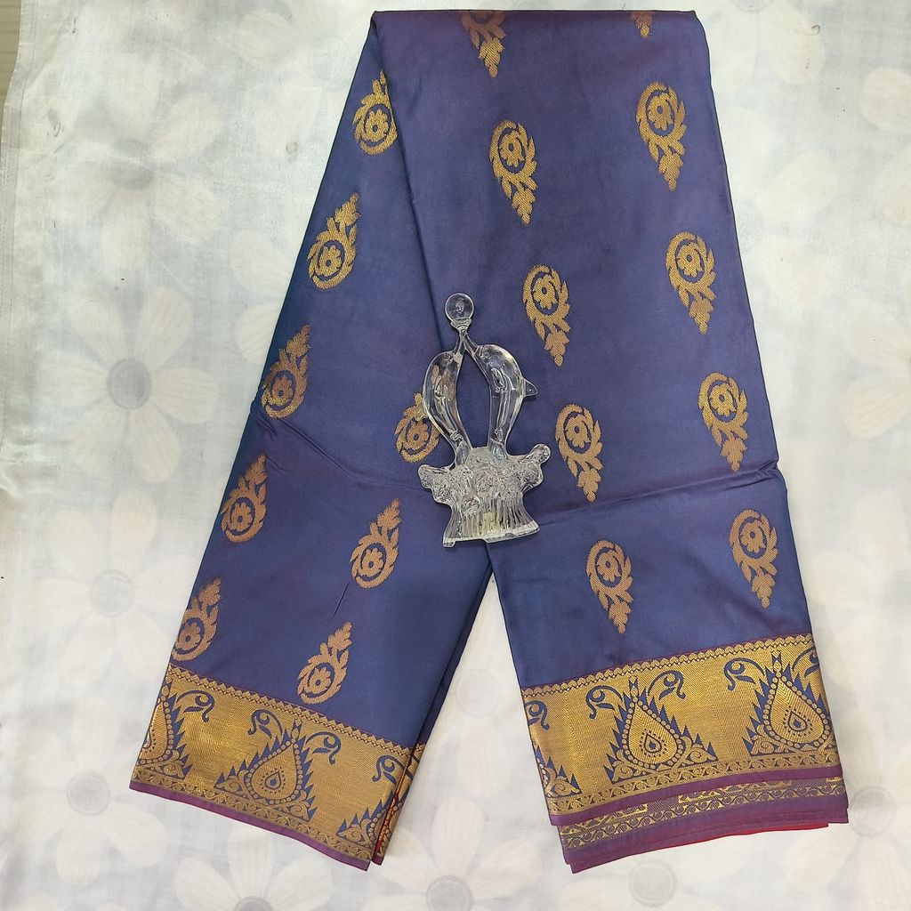 Soft Silk Saree with Blouse - Blue