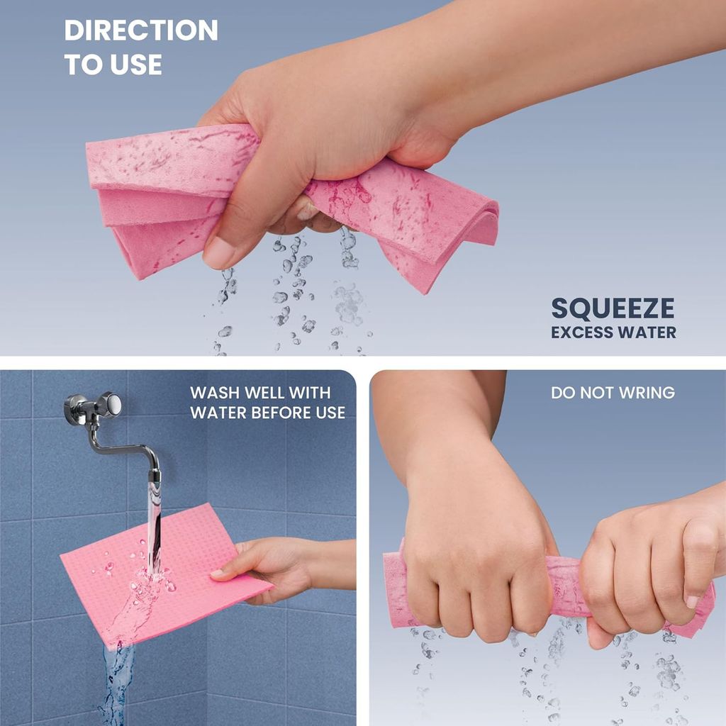 Spotzero By Milton Sponge Wipe, Pack of 5, Kitchen Cleaning Cellulose Sponge Wipes, Easy to Clean Multipurpose, Reusable, Super-Absorbed, Biodegradable & Multicolor