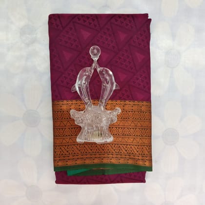Poonthamil Silk Cotton Saree with Blouse - Light plum