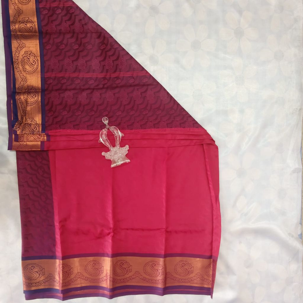 Poonthamil Silk Cotton Saree with Blouse - Rose