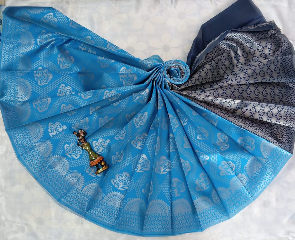 Kubera Silk Cottton Saree with Blouse - Sky Blue