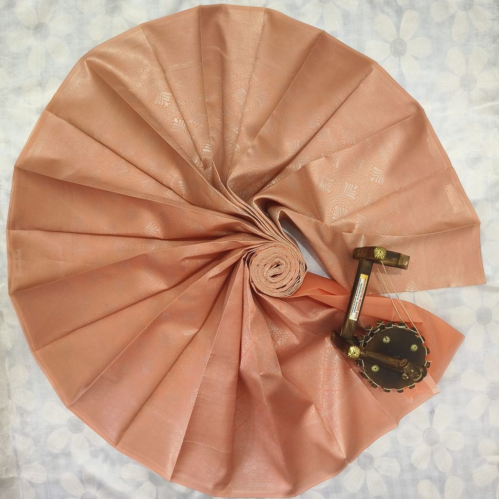Kubera Silk Cottton Saree with Blouse - Peach Orange
