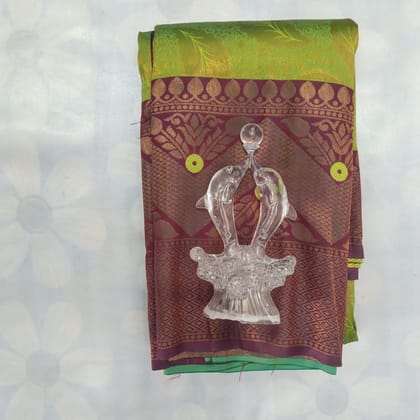 Kubera Silk Cottton Saree with Blouse - Chartus Green