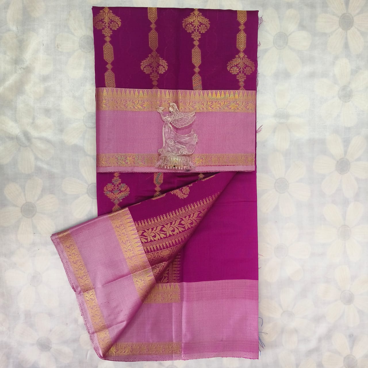 Soft Silk Saree with Blouse - Rose
