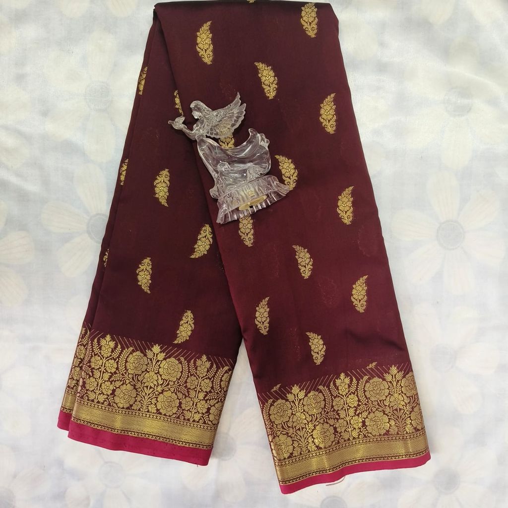 Soft Silk Saree with Blouse - Maroon
