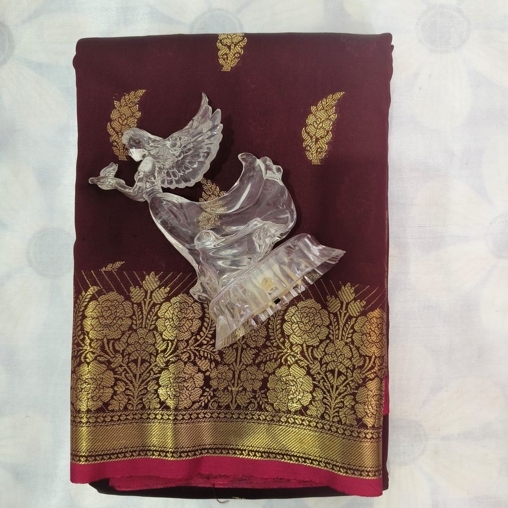 Soft Silk Saree with Blouse - Maroon