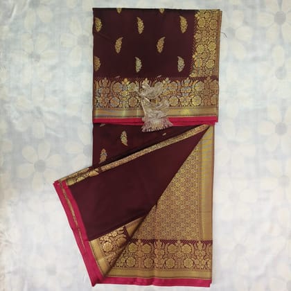Soft Silk Saree with Blouse - Maroon
