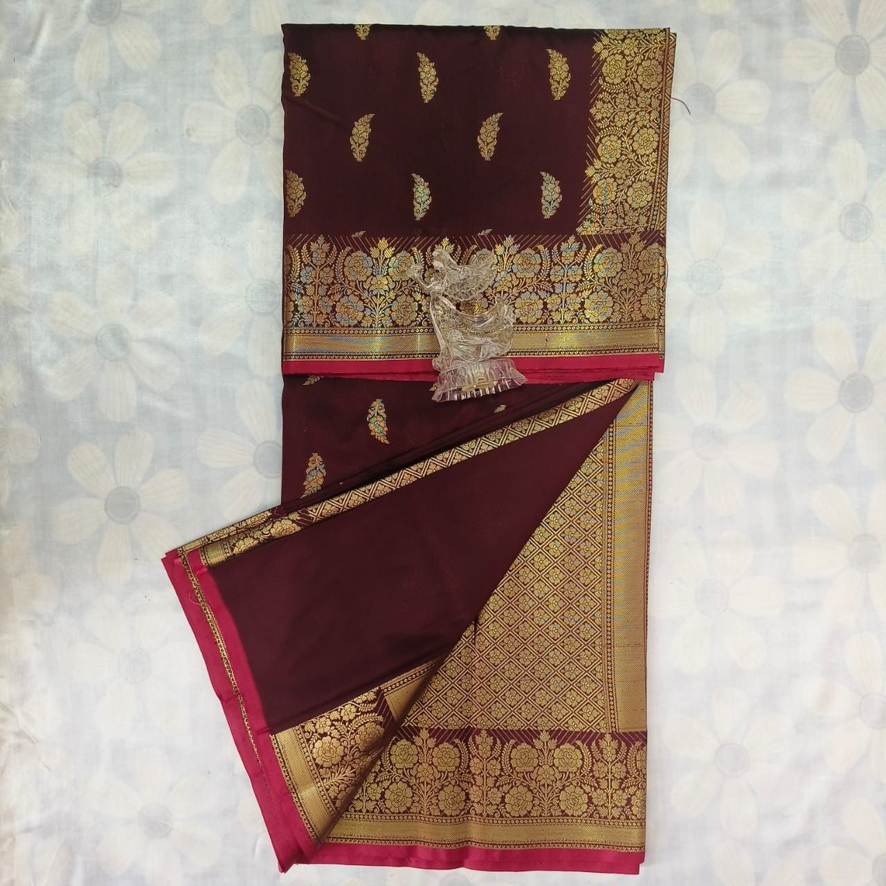 Soft Silk Saree with Blouse - Maroon