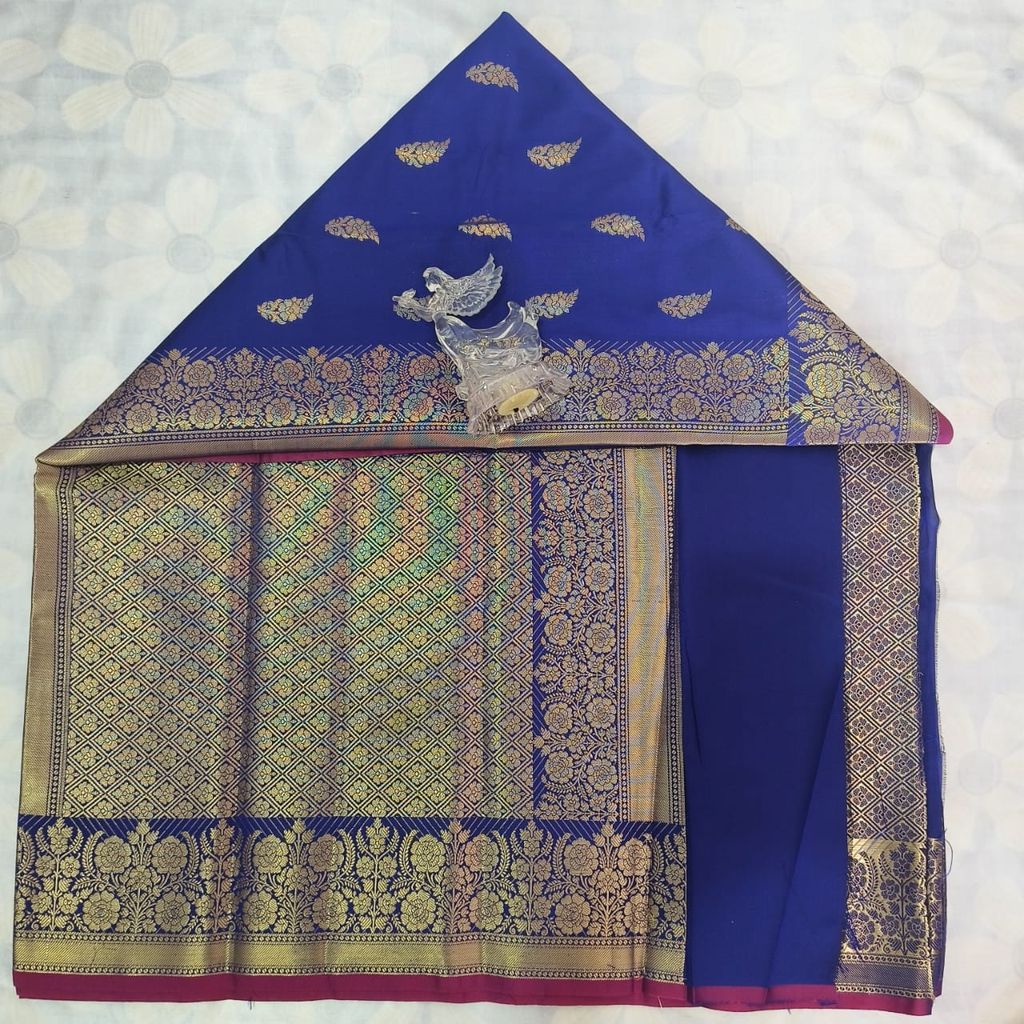 Soft Silk Saree with Blouse - Blue