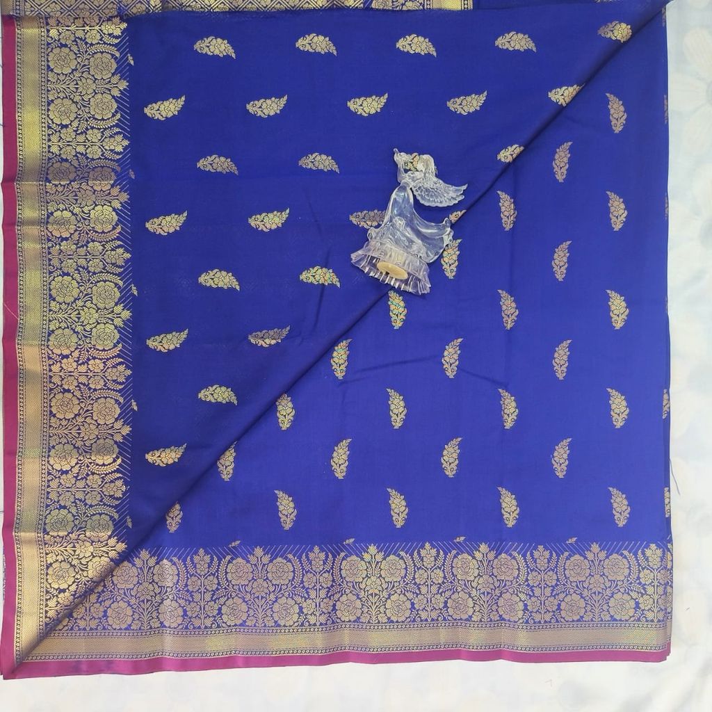 Soft Silk Saree with Blouse - Blue