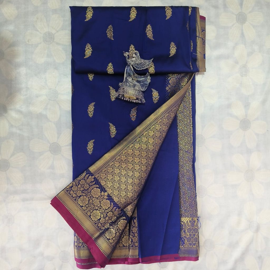 Soft Silk Saree with Blouse - Blue