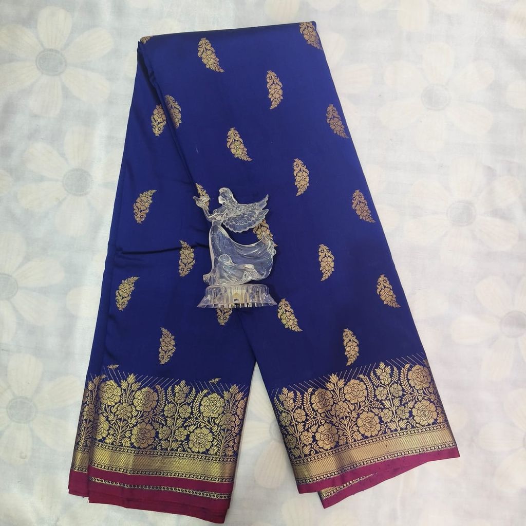 Soft Silk Saree with Blouse - Blue