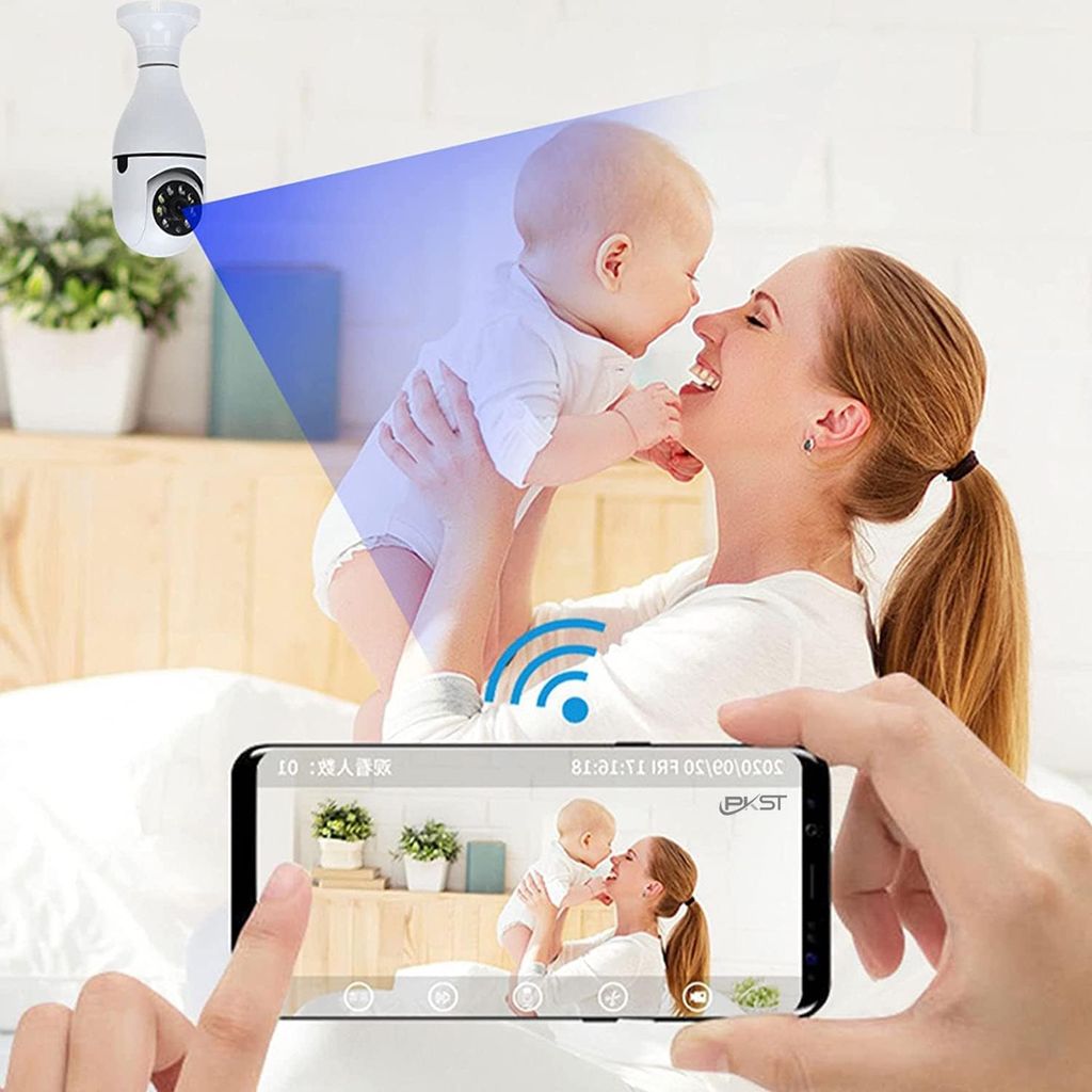 Latest 3MP Full HD Smart Wi-Fi CCTV Home Security Camera 360° with Pan Tilt Bulb Camera View & Talk 128GB SD Card Support (Not Included) Perfect for Home Office Monitoring (K-802)