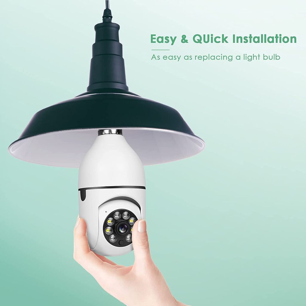 Latest 3MP Full HD Smart Wi-Fi CCTV Home Security Camera 360° with Pan Tilt Bulb Camera View & Talk 128GB SD Card Support (Not Included) Perfect for Home Office Monitoring (K-802)