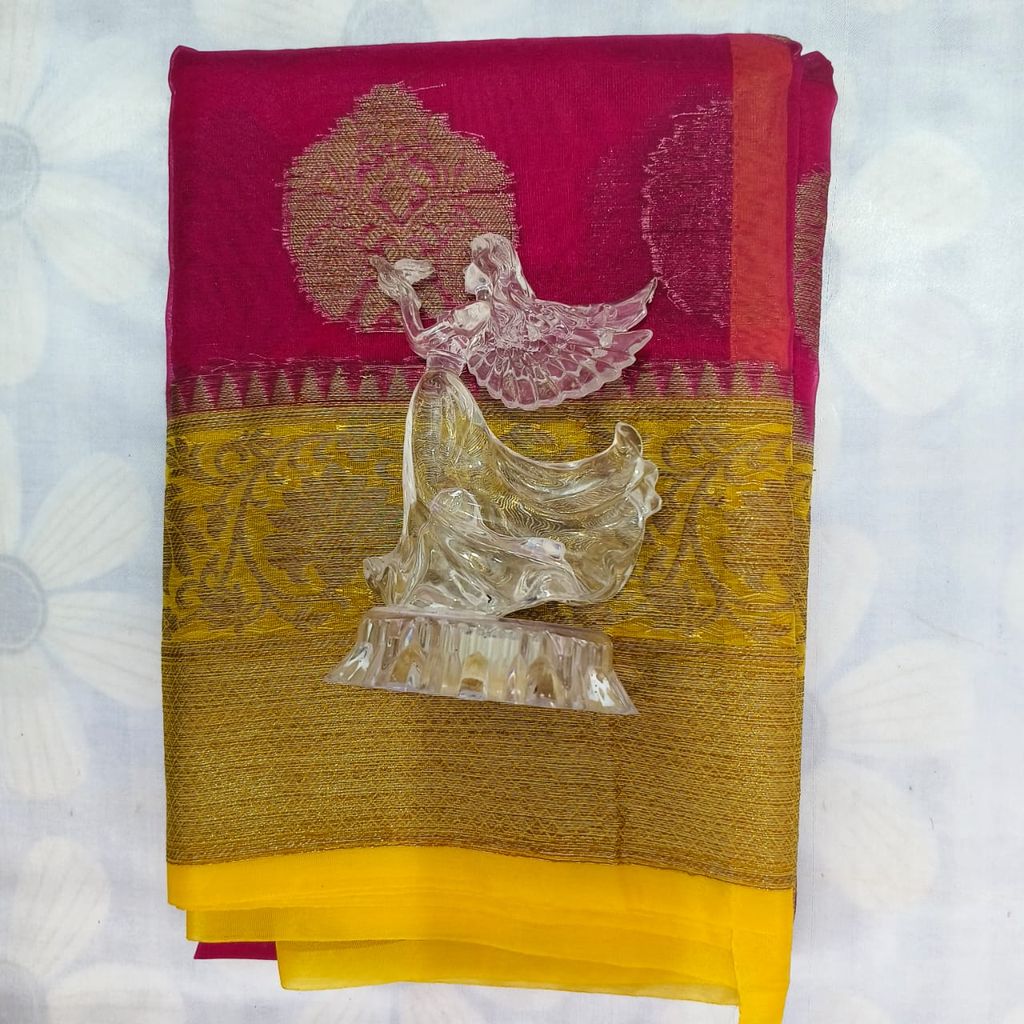 Silk Cotton Saree with Blouse - Rose