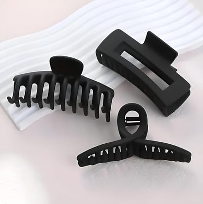 3 Pieces Black Matte Hair Claw