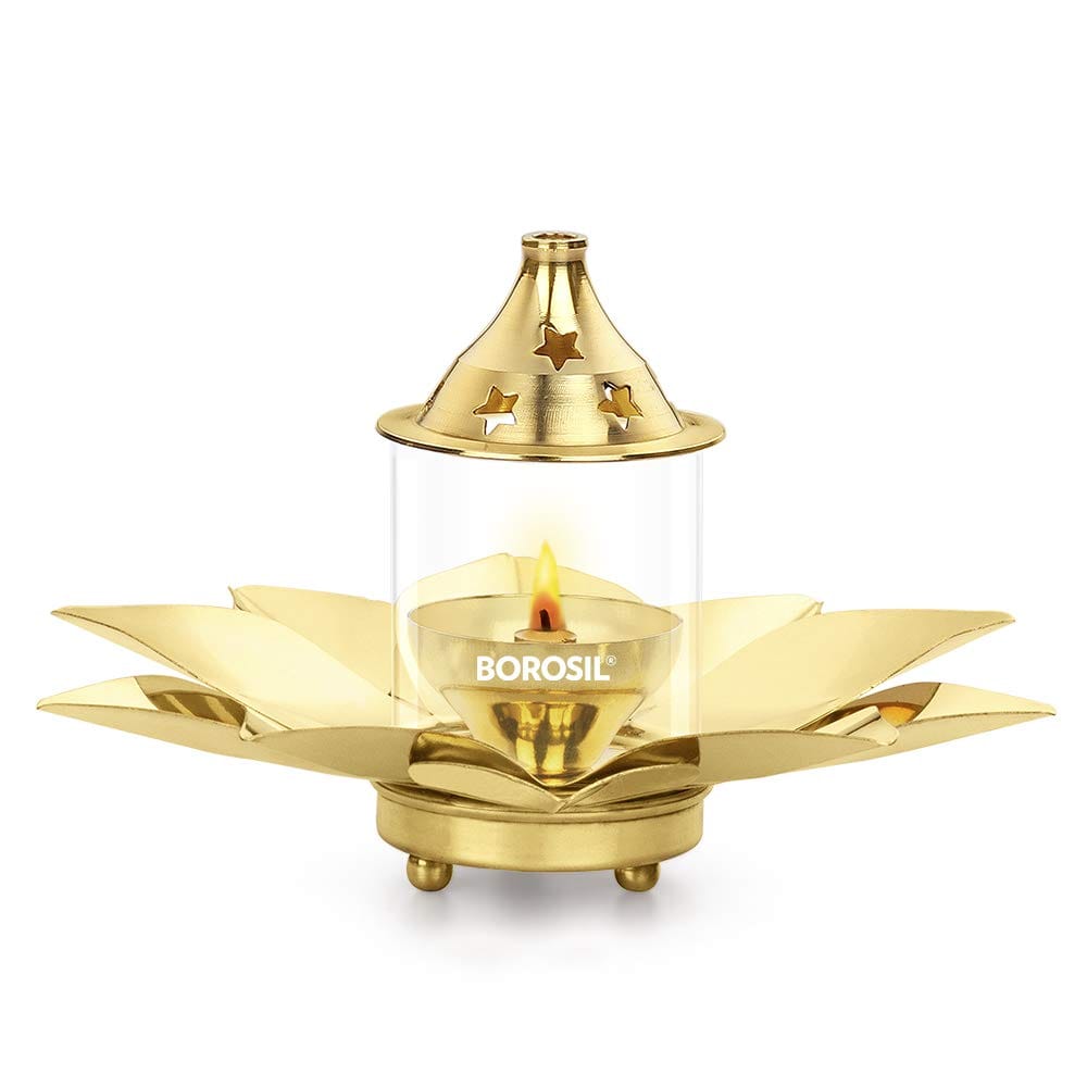 Borosil Kamal Brass Diya, Small