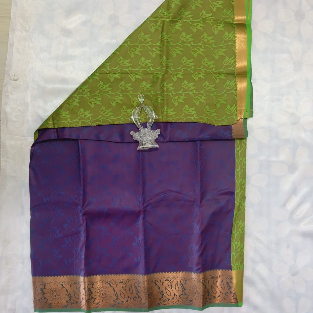 Poonthamil Silk Cotton Saree with Blouse - Plum