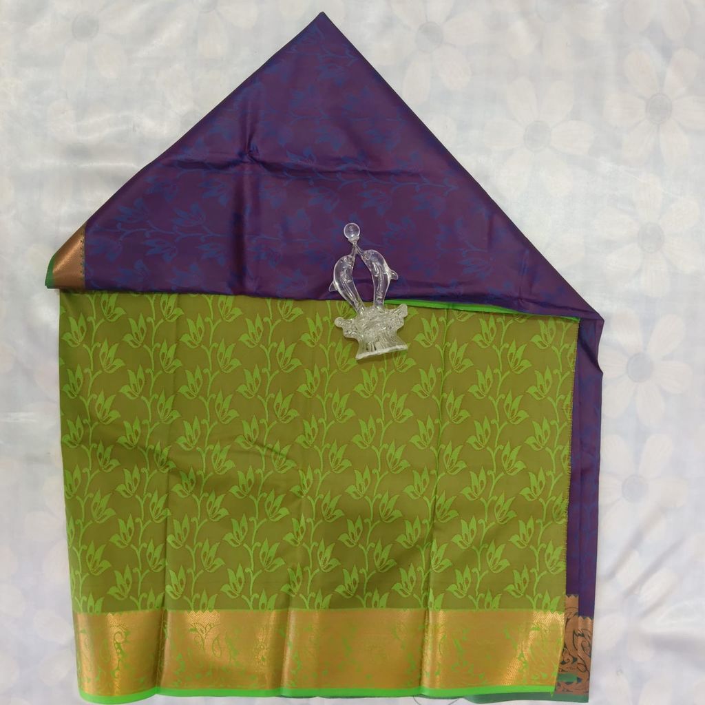 Poonthamil Silk Cotton Saree with Blouse - Plum