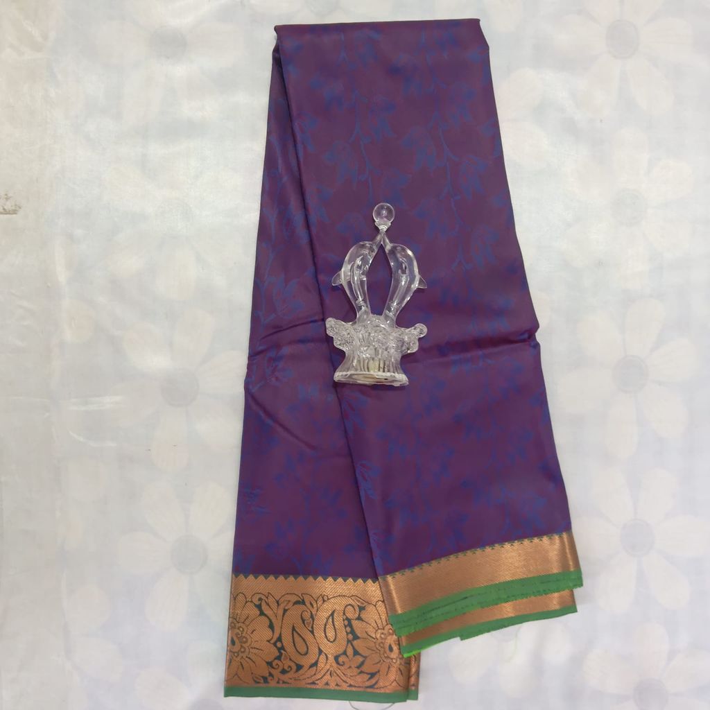 Poonthamil Silk Cotton Saree with Blouse - Plum