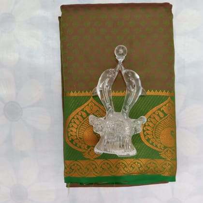 Poonthamil Silk Cotton Saree with Blouse - Olive Green