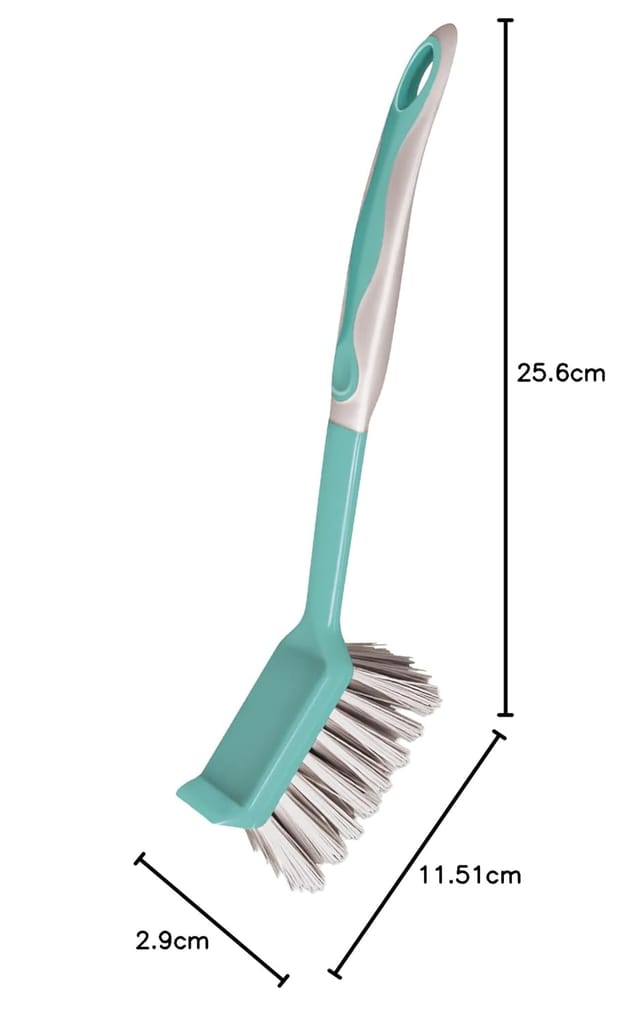 Spotzero By Milton Dish & Kitchen Sink Brush, Bathroom Tiles Cleaning Brush, Comfortable Grip, Flexible Bristles, Aqua Green, Pack of 1