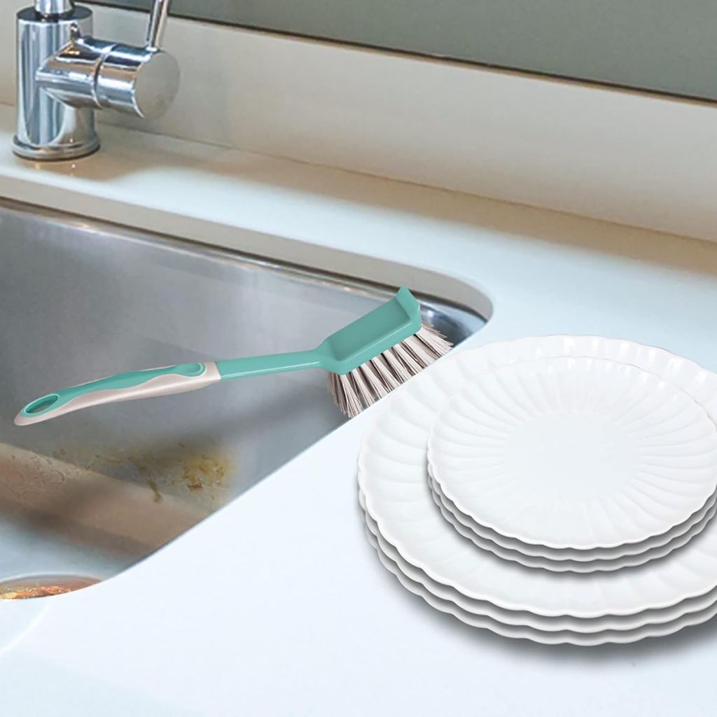 Spotzero By Milton Dish & Kitchen Sink Brush, Bathroom Tiles Cleaning Brush, Comfortable Grip, Flexible Bristles, Aqua Green, Pack of 1