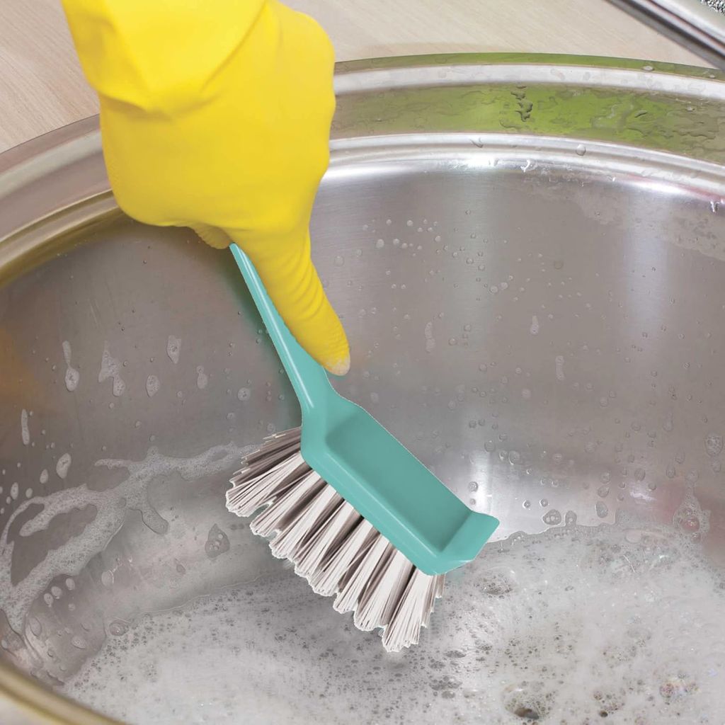 Spotzero By Milton Dish & Kitchen Sink Brush, Bathroom Tiles Cleaning Brush, Comfortable Grip, Flexible Bristles, Aqua Green, Pack of 1