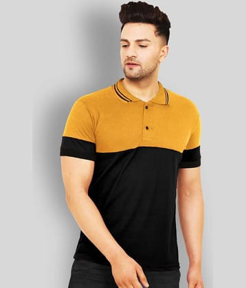 Leotude Pack of 1 Cotton Blend Regular Fit Colorblock Half Sleeves Men's Polo T Shirt ( Mustard )