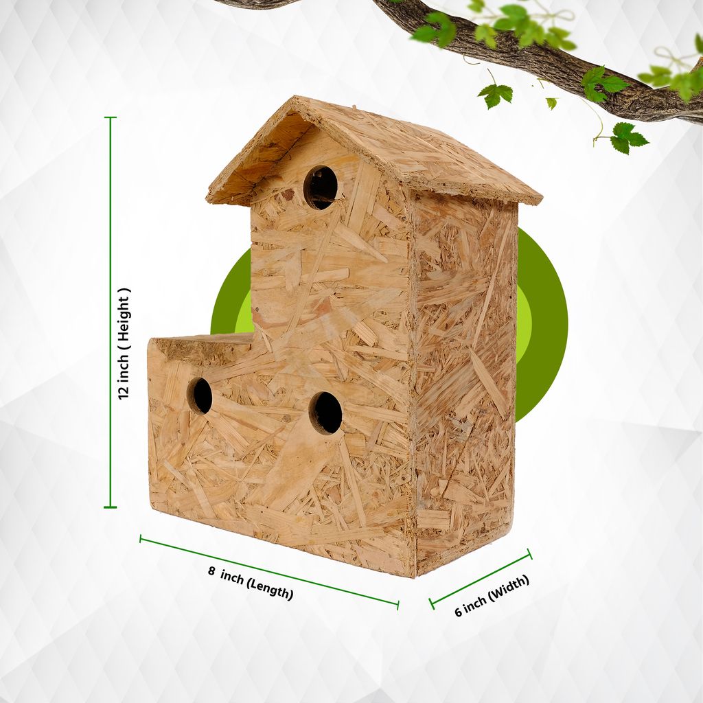 Ami Jivdaya 3 Family Wooden Bird House. No2