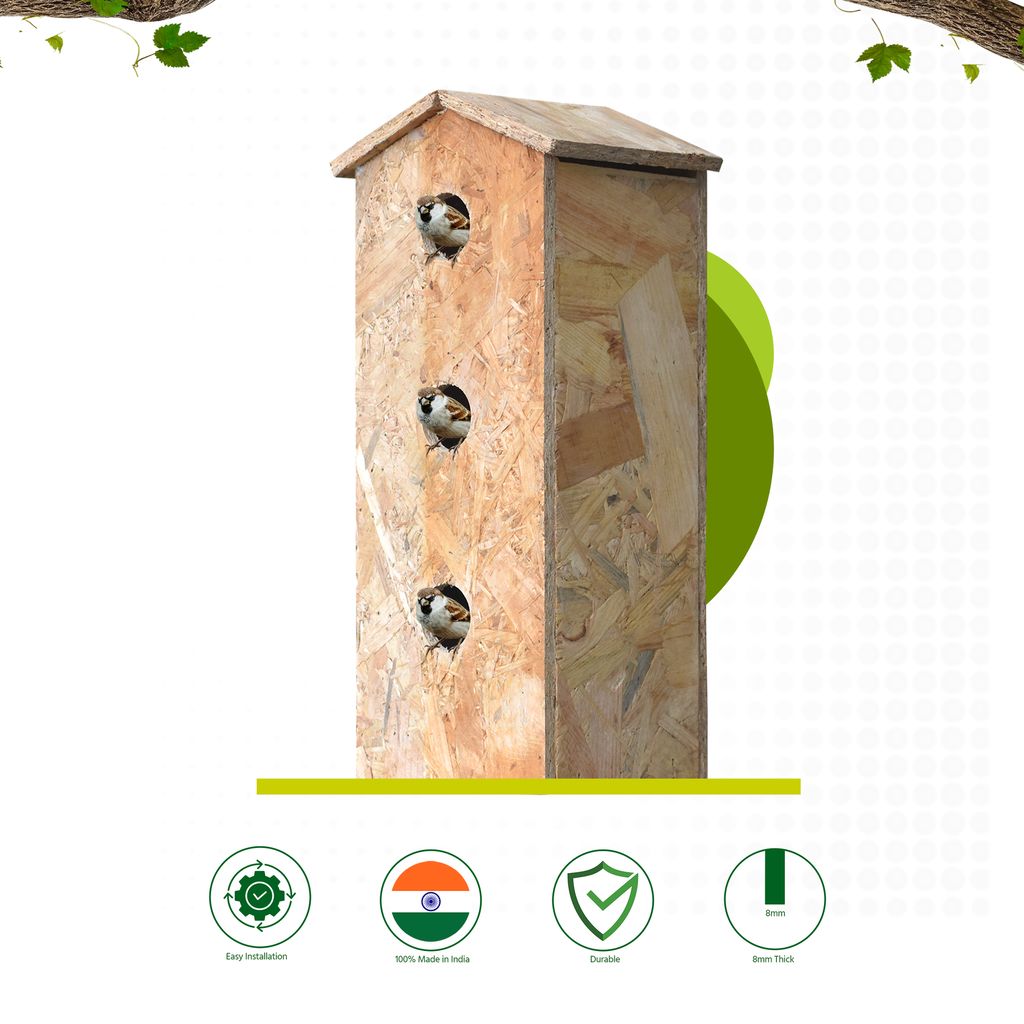 Ami Jivdaya 3 Family Wooden Bird House. No3