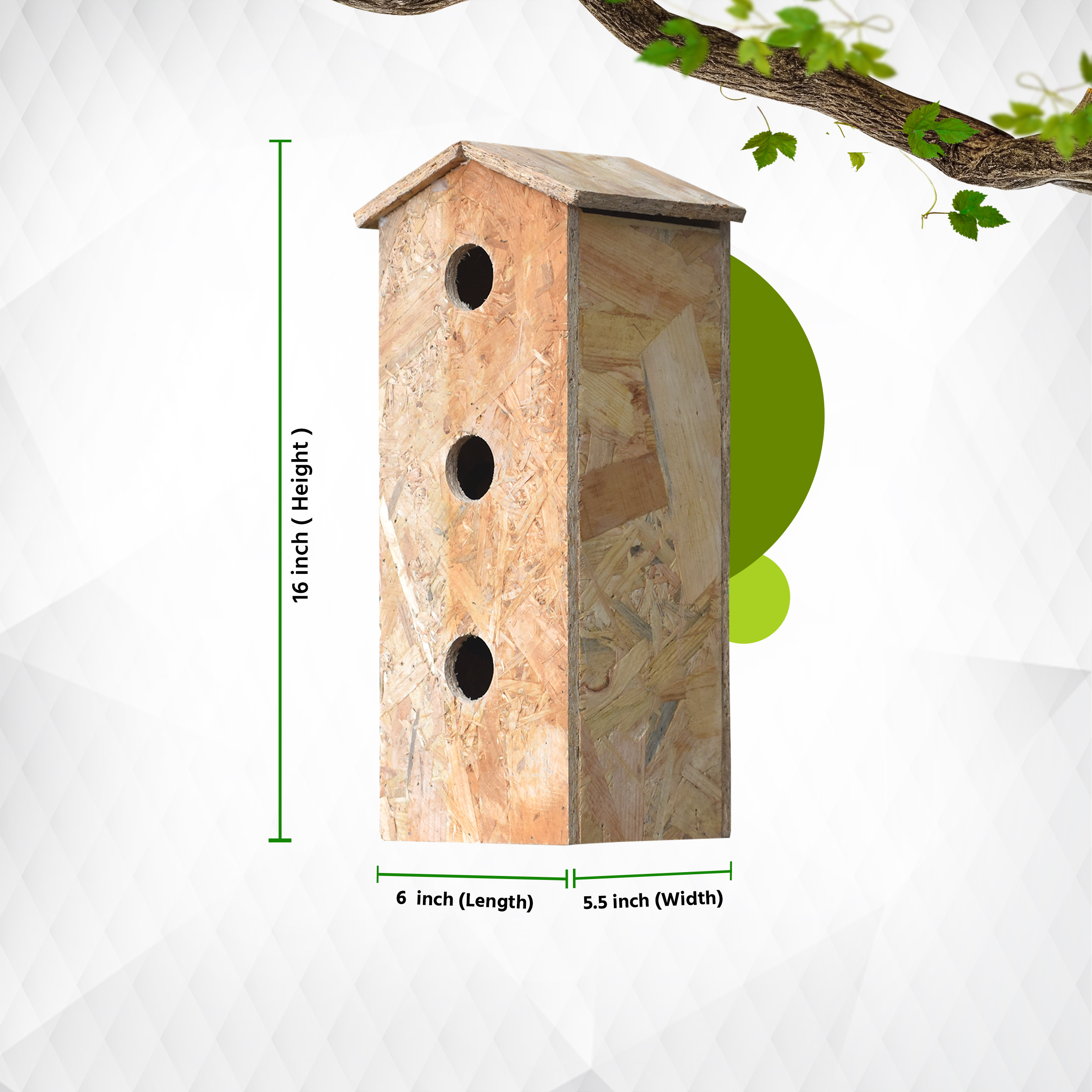 Ami Jivdaya 3 Family Wooden Bird House. No3