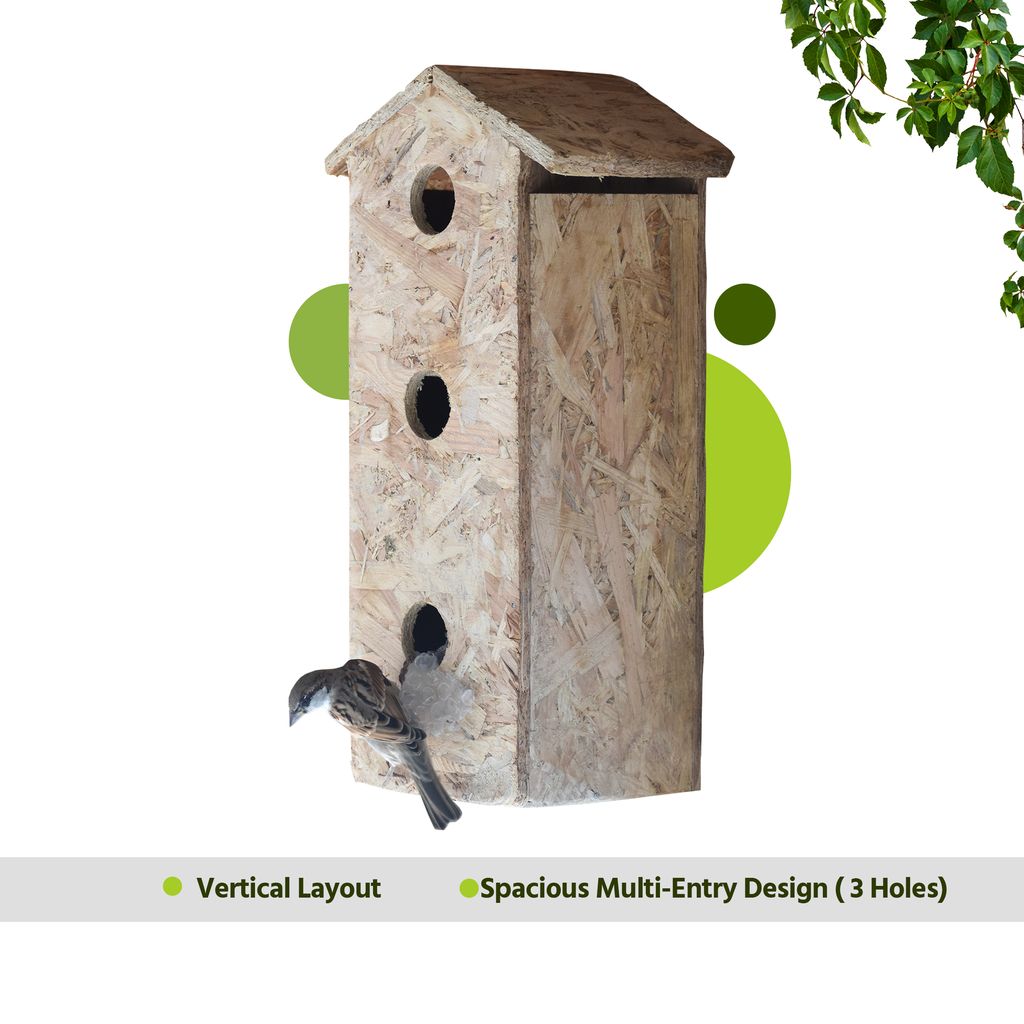 Ami Jivdaya 3 Family Wooden Bird House. No3
