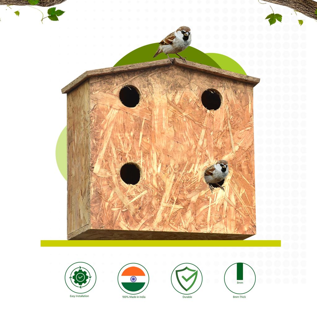 Ami Jivdaya 4 Family Wooden Bird House. No5
