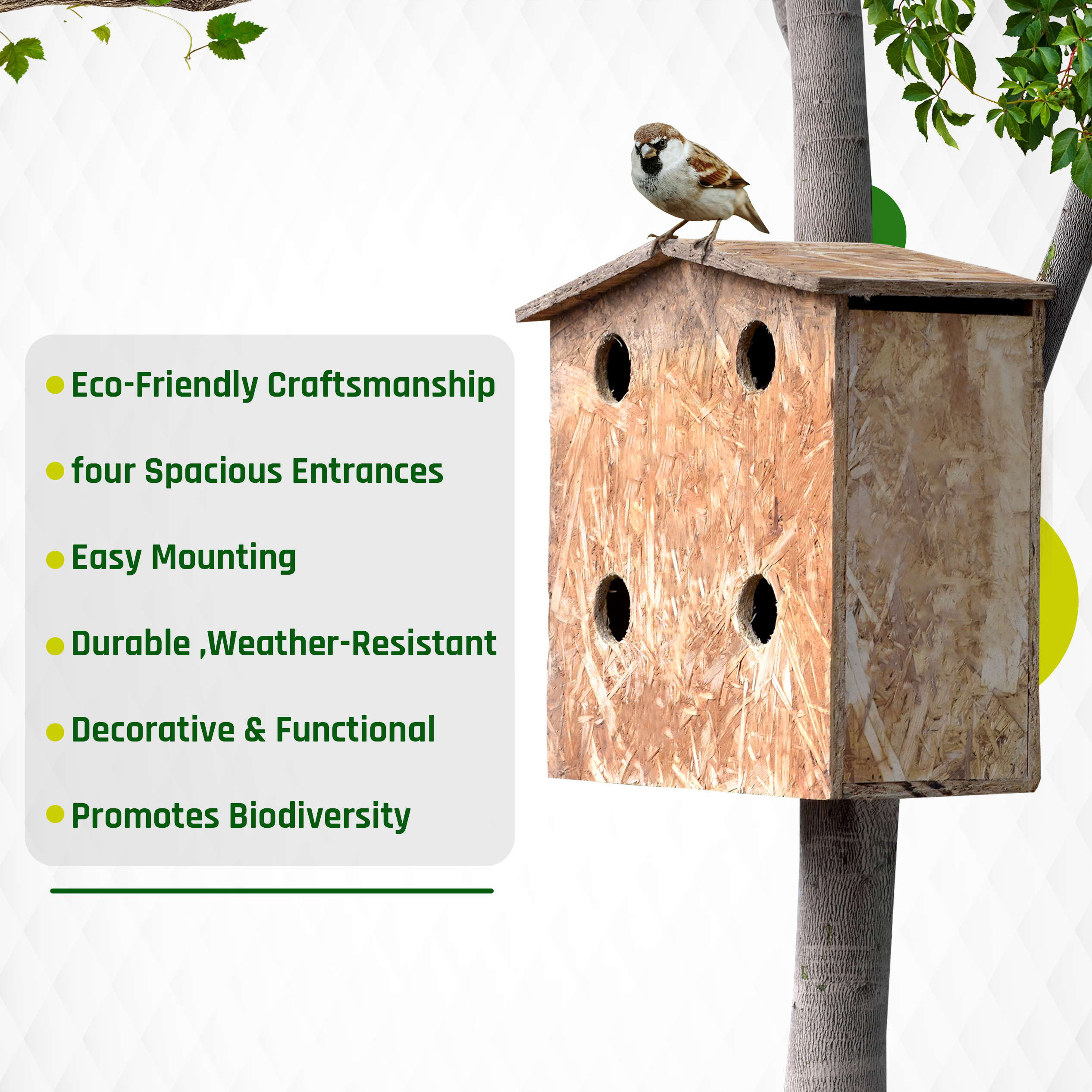 Ami Jivdaya 4 Family Wooden Bird House. No5